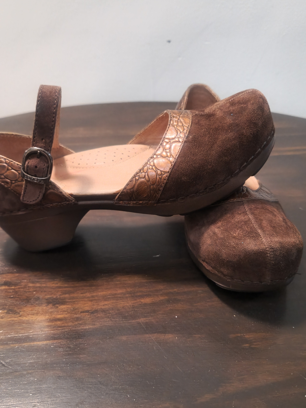 Dansko Sally Brown Embossed Suede Mary Jane Clogs | EU 39 / US 8.5–9